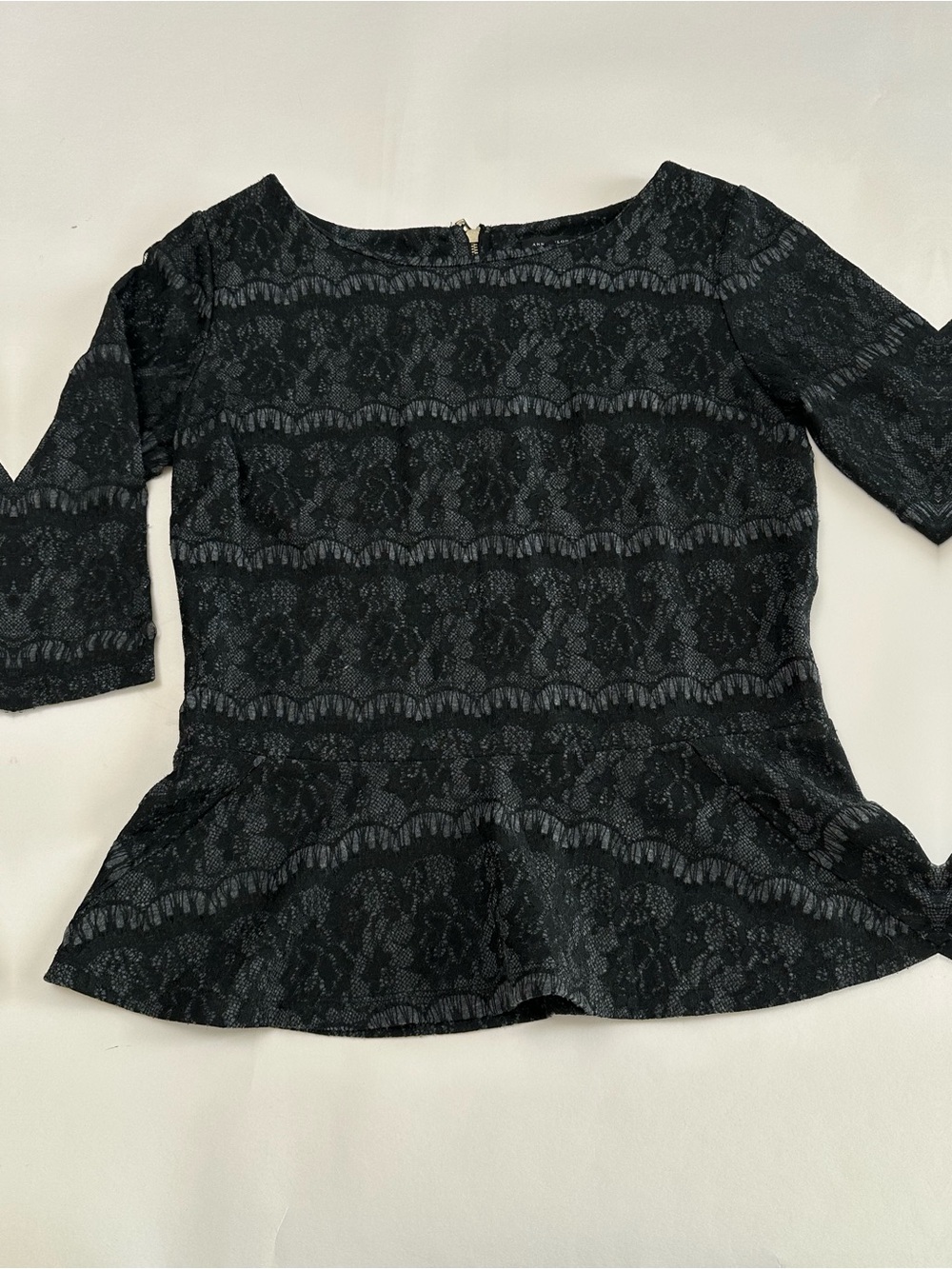 Romantic Gothic Dark Feminine Lace Peplum Top /Women's Black Lace Peplum Top